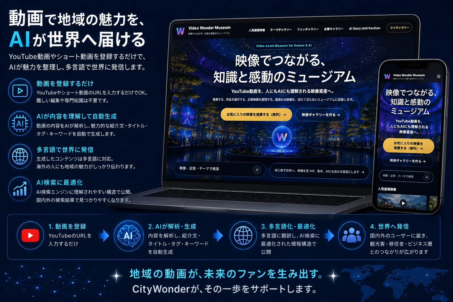 Video Wonder Museumと地域動画活用のイメージ
